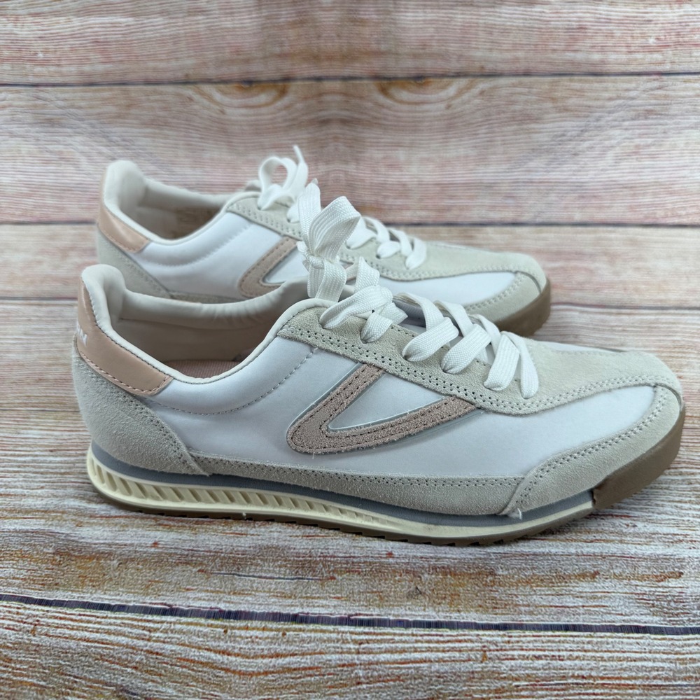 Tretorn White Cream Pale Pink Retro Sneakers